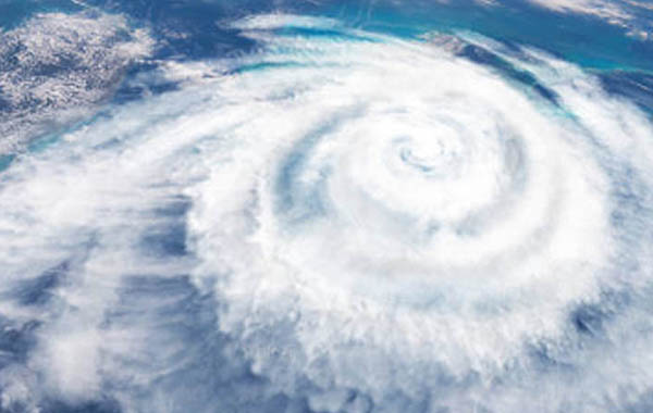 a hurricane swirling over the ocean