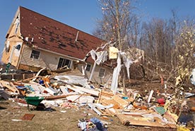 House destroyed by a tornado